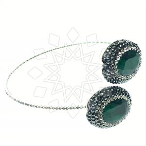 925 Sterling Silver Semi Precious Gems and Crystal  Adjustable Bracelet