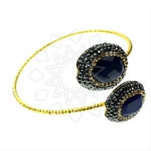 925 Sterling Silver Semi Precious Gems and Crystal  Adjustable Bracelet