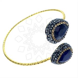 925 Sterling Silver Semi Precious Gems and Crystal  Adjustable Bracelet