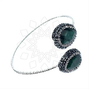 925 Sterling Silver Semi Precious Gems and Crystal  Adjustable Bracelet