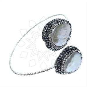 925 Sterling Silver Semi Precious Gems and Crystal  Adjustable Bracelet