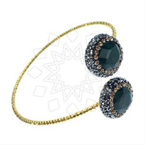 925 Sterling Silver Semi Precious Gems and Crystal  Adjustable Bracelet