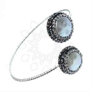 925 Sterling Silver Semi Precious Gems and Crystal  Adjustable Bracelet