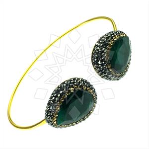 925 Sterling Silver Gem and Crystals Adjustable Bracelet