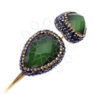 925 Sterling Silver Gem and Crystals Adjustable Bracelet