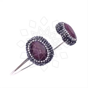 925 Sterling Silver Gem and Crystals Adjustable Bracelet