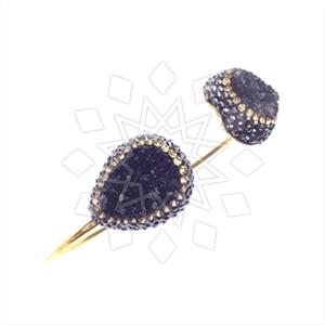 925 Sterling Silver Gem and Crystals Adjustable Bracelet