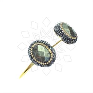 925 Sterling Silver Gem and Crystals Adjustable Bracelet