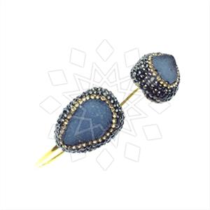 925 Sterling Silver Gem and Crystals Adjustable Bracelet