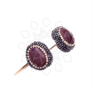 925 Sterling Silver Gem and Crystals Adjustable Bracelet