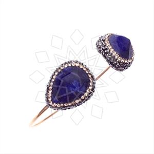 925 Sterling Silver Gem and Crystals Adjustable Bracelet