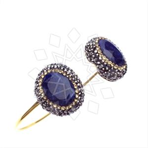 925 Sterling Silver Gem and Crystals Adjustable Bracelet