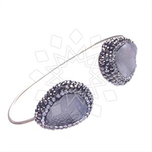 925 Sterling Silver Gem and Crystals Adjustable Bracelet