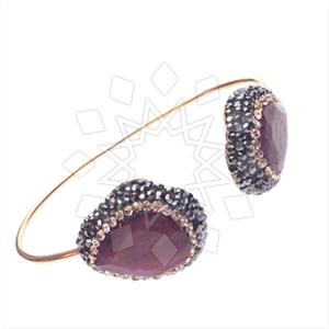 925 Sterling Silver Gem and Crystals Adjustable Bracelet