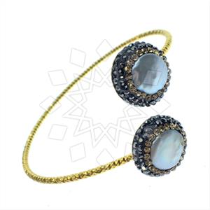 925 Sterling Silver Semi Precious Gems and Crystal  Adjustable Bracelet