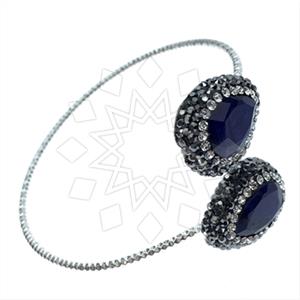 925 Sterling Silver Semi Precious Gems and Crystal  Adjustable Bracelet