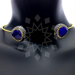 925 Sterling Silver Gem and Crystals Choker Necklace