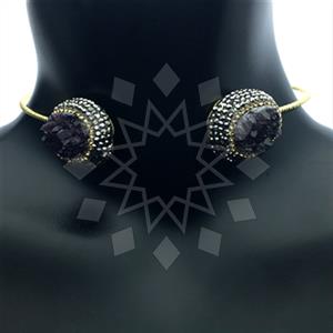 925 Sterling Silver Gem and Crystals Choker Necklace