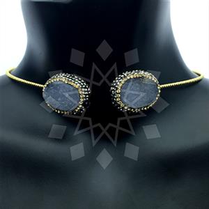 925 Sterling Silver Gem and Crystals Choker Necklace