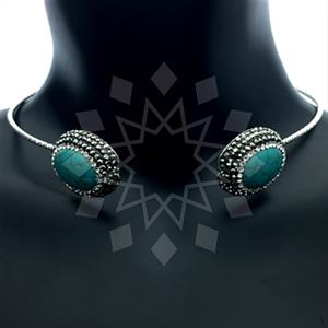 925 Sterling Silver Gem and Crystals Choker Necklace