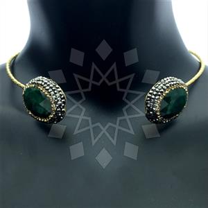 925 Sterling Silver Gem and Crystals Choker Necklace