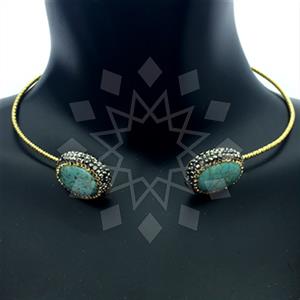 925 Sterling Silver Gem and Crystals Choker Necklace