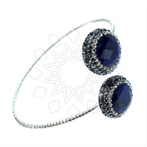 925 Sterling Silver Semi Precious Gems and Crystal  Adjustable Bracelet