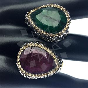 925 Sterling Silver Gem and Crystals Double Gemstone Rings