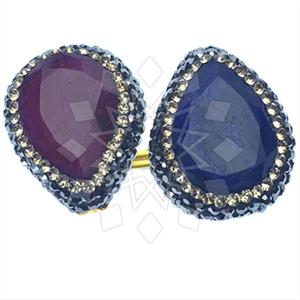 925 Sterling Silver Gem and Crystals Double Gemstone Rings