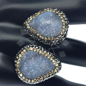 925 Sterling Silver Gem and Crystals Double Gemstone Rings