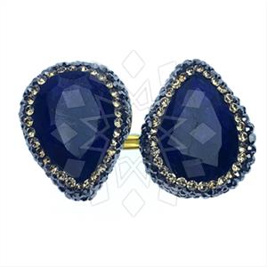 925 Sterling Silver Gem and Crystals Double Gemstone Rings