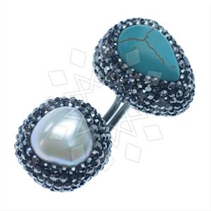 925 Sterling Silver Gem and Crystals Double Gemstone Rings