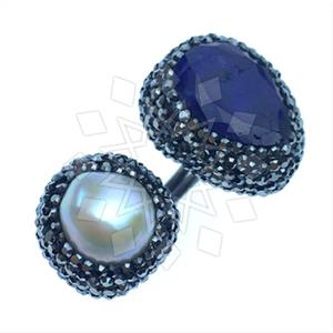 925 Sterling Silver Gem and Crystals Double Gemstone Rings