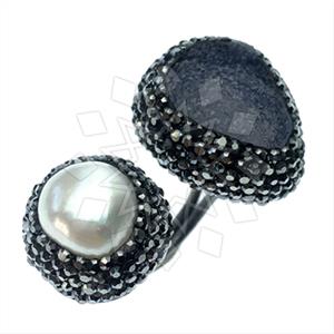 925 Sterling Silver Gem and Crystals Double Gemstone Rings