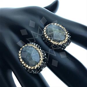 925 Sterling Silver Gem and Crystals Double Gemstone Rings