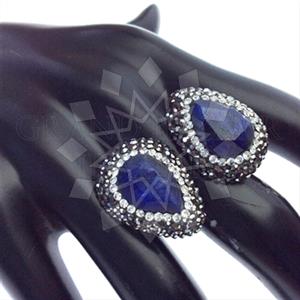 925 Sterling Silver Gem and Crystals Double Gemstone Rings