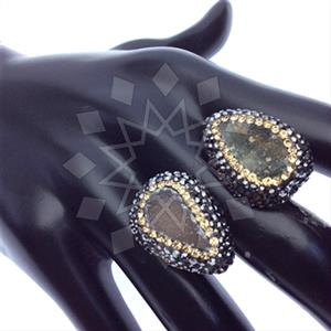 925 Sterling Silver Gem and Crystals Double Gemstone Rings