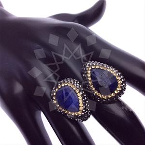 925 Sterling Silver Gem and Crystals Double Gemstone Rings