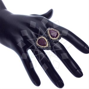 925 Sterling Silver Gem and Crystals Double Gemstone Rings
