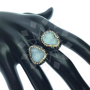 925 Sterling Silver Gem and Crystals Double Gemstone Rings