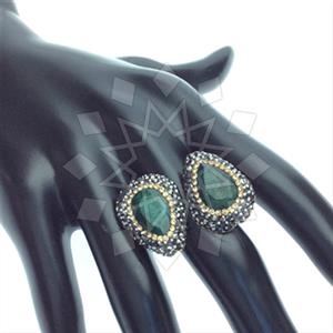 925 Sterling Silver Gem and Crystals Double Gemstone Rings