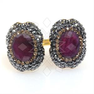 925 Sterling Silver Gem and Crystals Double Gemstone Rings