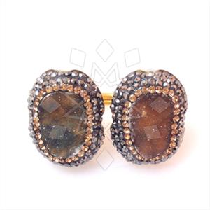 925 Sterling Silver Gem and Crystals Double Gemstone Rings