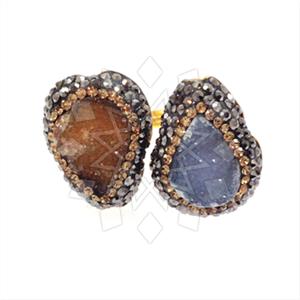 925 Sterling Silver Gem and Crystals Double Gemstone Rings