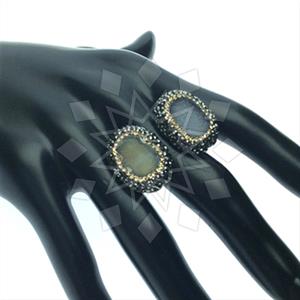 925 Sterling Silver Gem and Crystals Double Gemstone Rings