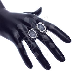 925 Sterling Silver Gem and Crystals Double Gemstone Rings