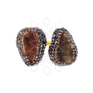 925 Sterling Silver Gem and Crystals Double Gemstone Rings