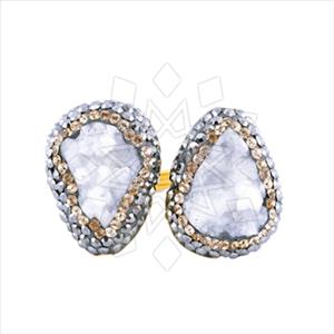 925 Sterling Silver Gem and Crystals Double Gemstone Rings