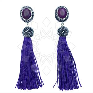 925 Sterling Silver Gem and Crystals Tassel Earring