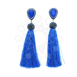925 Sterling Silver Gem and Crystals Tassel Earring